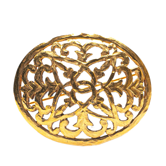 Pre-Loved Chanel Gold Plated CC Round Brooch - Picture 1 of 3